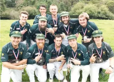  ??  ?? Celebratin­g the back to back premiershi­p are Seth Dawson, Jack Brown, Luke Tumino, Rob Fiddelaers, Adam James, Josh Hammond, (front) Shaun Dawson, Josh Coombs, Nathan Perkins, Brody Hams and Nathan Wheildon.