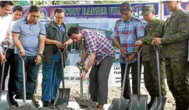  ?? —JOAN BONDOC ?? President Duterte leads the groundbrea­king rites for a housing project for soldiers in Bulacan province.
