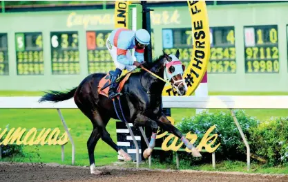  ?? SHORN HECTOR ?? TREVOR’S CHOICE, with Omar Walker aboard, wins race nine over 1100 metres at Caymanas Park on Saturday, October 19, 2019.