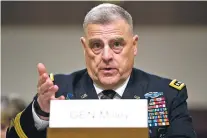  ?? ANDREW HARNIK/ASSOCIATED PRESS ?? Gen. Mark Milley speaks Thursday at a Senate Armed Services Committee hearing in Washington.