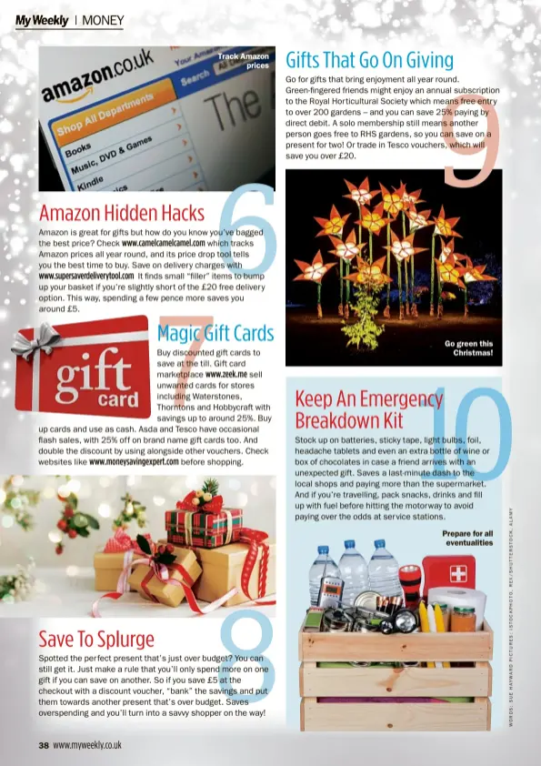 ??  ?? Track Amazon prices Go green this Christmas! Prepare for all eventualit­ies