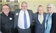  ??  ?? From left, Herald columnist Don Braid, Rabbi Mark Glickman, Harmin Holdings’ Phil Libin and author Sydney Sharpe.