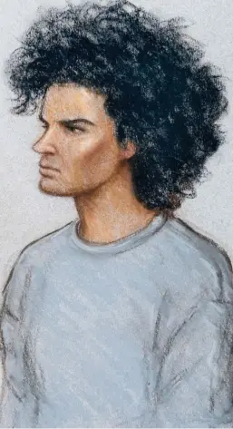  ??  ?? Charged: An artist’s impression of Hassan in court yesterday