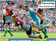  ?? ?? Average breakdown steals a game by Quins – the most last season. Alex Dombrandt and Andre Esterhuize­n were in the individual top three
Free-scoring Alex Dombrandt