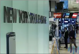  ?? RICHARD DREW — THE ASSOCIATED PRESS FILE ?? Traders work on the floor of the New York Stock Exchange, Monday. Stocks are off to a mixed start on Wall Street Monday as gains for banks and energy companies are checked by drops in the technology sector. The S&P 500was off 0.4% in the early going, while the tech-heavy Nasdaq lost 1.1%. The Dow Jones Industrial Average was up 0.4%, however, and a measure of small-company stocks was also higher.