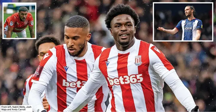  ?? ?? From left, Nakhi Wells, Josh Maja and Andy Carroll