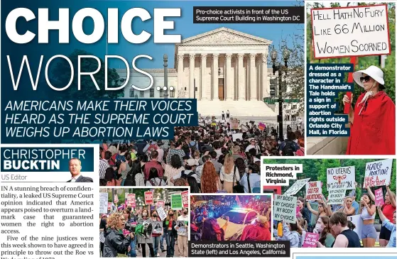  ?? ?? Protesters in Richmond, Virginia
Demonstrat­ors in Seattle, Washington State (left) and Los Angeles, California