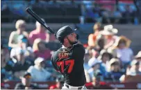  ?? RANDY VAZQUEZ — BAY AREA NEWS GROUP ?? Catcher Joey Bart is the team’s future, but the Giants are saying that the future is not now.