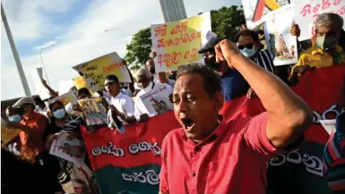  ?? ?? Sri Lankans took to the streets in early April