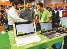  ?? Virendra Saklani/Gulf News ?? Acer laptops on display at Gitex Shopper. Acer’s revenue grew 15 per cent year-on-year in the UAE.