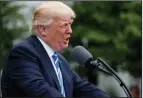  ?? Evan Vucci/AP Photo ?? Kennedy Garden: President Donald Trump speaks in the Kennedy Garden of the White House on Monday