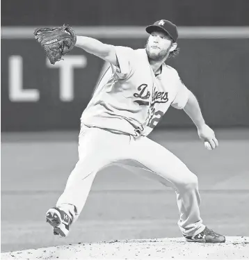  ?? ANTHONY GRUPPUSO, USA TODAY SPORTS ?? Dodgers left- hander Clayton Kershaw has a 105- to- 5 strikeout- to- walk ratio this season.