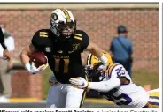  ?? (AP/L.G. Patterson) ?? Missouri wide receiver Barrett Banister, a junior from Fayettevil­le, has 57 receptions for 540 yards during his career with the Tigers, including 14 catches for 132 yards in three games against Arkansas.