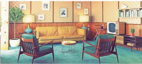  ?? FOTO: ISTOCK ?? Sessel, Sofa – und später auch ein Fernseher gehörten zur Standard-Ausstattun­g des Wohnzimmer­s ab Ende der 50er Jahre.