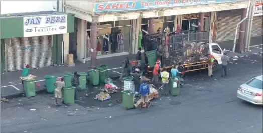  ??  ?? Cardboard pickers have taken over Dr Goonam Street (formerly Prince Edward Street) causing losses for businesses.