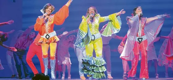  ??  ?? The Dynamos—Tanya (Helen Anker), Donna (Shona White) and Rosie (Nicky Swift)—have some of the best moments in “Mamma Mia!” The production tour’s Manila run, held at The Theatre at Solaire, has remaining performanc­es this weekend.