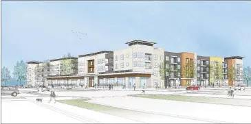  ?? MEEKS + PARTNERS ?? The new Greystar apartment complex at Mueller will have 201 units for active adults ages 55 and older on four floors. Amenities include a pool and spa, sports lawn, private dining room, game room and meeting room.
