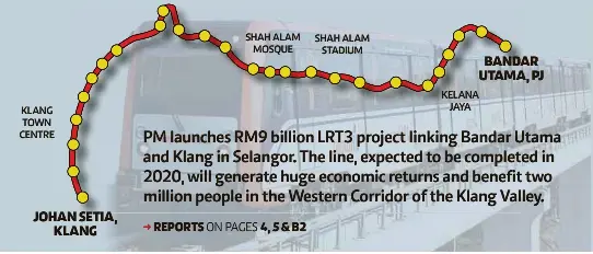Pm Launches Rm9 Billion Lrt3 Project Linking Bandar Utama And Klang In Selangor The Line Expected To Be Completed In 2020 Will Generate Huge Economic Returns And Benefit Two Million People In
