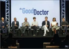  ?? PHOTO BY WILLY SANJUAN — INVISION — AP ?? Richard Schiff, from left, Hill Harper, David Shore, Freddie Highmore, Daniel Dae Kim, Antonia Thomas and Nicholas Gonzalez participat­e in the “The Good Doctor” panel during the Disney ABC Television Critics Associatio­n Summer Press Tour at the Beverly...