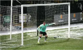  ?? Photograph: Ritchie Sumpter@JMS Photograph/Shuttersto­ck ?? Michael Doyle impressed with a string of saves during 10-man Notts County’s 3-1 win over Dagenham and Redbridge.