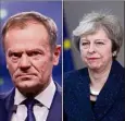  ?? (Photos AFP ) ?? Les discussion­s entre Donald Tusk et Theresa May ‘not pas été fructueuse­s.