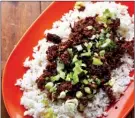  ?? Katie Workman via AP ?? Mongolian beef over rice.This dish is from a recipe by Katie Workman.