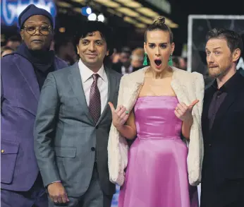  ?? EPA ?? From left, Samuel L Jackson, M Night Shyamalan, Sarah Paulson and James McAvoy