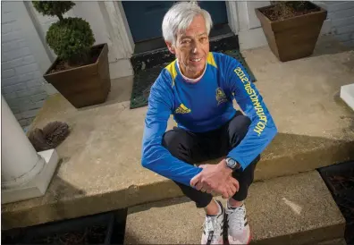 ?? Photo by Dog Kaspustin / The Washington Post ?? Ben Beach has his sights set on Olympian Johnny Kelley’s record number of total Boston Marathon finishes, 58, which Beach could break in 2025 at age 76.