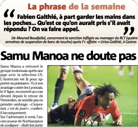  ?? (Photo Frank Muller) ?? Samu Manoa a hâte d’en découdre et ne vise que la victoire.