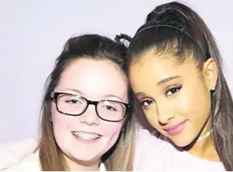  ?? Photo Instagram ?? Georgina Callander, left, pictured with pop star Ariana Grande two years ago, was killed by the suicide attack at the star’s concert at the Manchester Arena. She was the first victim to be publicly identified.