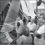  ?? AP/KENNETH THOMAS ?? Vice President Mike Pence tours a neighborho­od damaged by Hurricane Maria on Friday in San Juan, Puerto Rico.