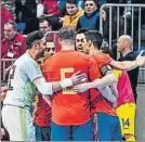  ?? FOTO: RFEF ?? España celebra un gol ante Ucrania