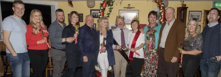  ??  ?? Contestant­s taking part in the ‘Mr and Mrs’ Valentine’s event in Wexford Harbour Boat and Tennis Club: Shane Jenkins, Clodagh Kinsella, Colm Byrne, Dot Byrne, Joe Sutton, Madge Sutton, Jim and Stasia Staples (winners), Bernie Morrissey, Eddie Dempsey, Lisa Tyghe and Conor Kelly.