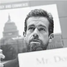  ?? Andrew Harrer / Bloomberg ?? Jack Dorsey, CEO of Twitter, was pressed by Republican­s for what they said may be the “shadow-banning” of conservati­ves.