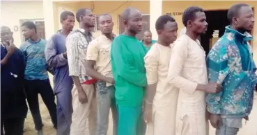  ?? Photo: Shehu Umar ?? Some of the suspects paraded yesterday for various offences by the Zamfara state command of the Nigerian Police.