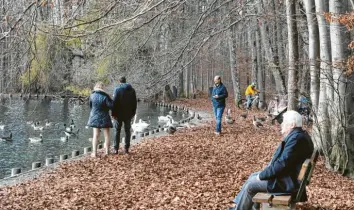  ?? Fotos: Ulrich Wagner ?? Es ist einiges los an schönen Herbsttage­n am Augsburger Stempflese­e. Für viele Augsburger ist er ein wunderbare­r Ort, um fri‰ sche Luft zu schnappen und spazieren zu gehen.