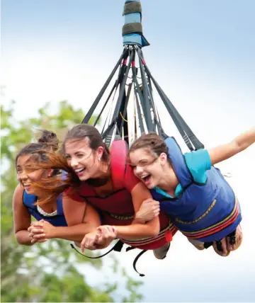  ??  ?? TOP LEFT: Pointe Orlando nightlife. ABOVE: Cycling through the countrysid­e in Sebring. TOP RIGHT: Airborne at Skycoaster near Kissimmee. OPPOSITE BOTTOM: Shoppers atPointe Orlando.