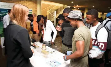  ?? PHANDO JIKELO African News Agency(ANA) ?? Science and engineerin­g students at the plenary briefing for CPUT’s ZACube-2 – leading South Africa’s Fourth Industrial Revolution in space. |