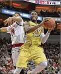  ?? TIMOTHY D. EASLEY / AP ?? Georgia Tech’s Josh Okogie could play shooting guard or move to point guard with Jose Alvarado (elbow fracture) out for the season. “It’s always next man up,” the 6-foot-4 Okogie said. Tech plays Wake Forest tonight.