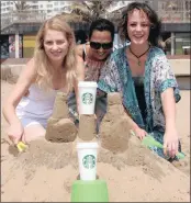  ??  ?? GETTING in some training for Saturday’s sand-castle challenge are: (from left) Kyro Brower, Aaliya Mia and Kerry Ann Brown.