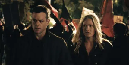  ?? UNIVERSAL PICTURES, TNS ?? Matt Damon and Julia Stiles in a scene from the new film “Jason Bourne.”