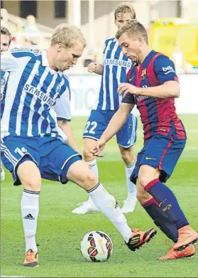  ?? FOTO: MD ?? La última vez que Deulofeu vistió de azulgrana El 9-8-2014 en un amistoso en Helsinki