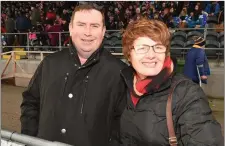  ??  ?? Damien and Dolores Byrnes cheered on Dromtariff­e in the Munster JAFC Final in Mallow