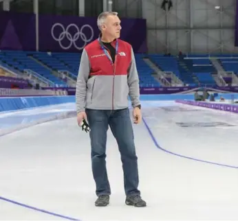  ?? STEVE RUSSELL/TORONTO STAR ?? Canadian Mark Messer, who also runs the Calgary Olympic Oval, spent six weeks creating fast ice for speedskati­ng in Pyeongchan­g despite the low altitude: “When it’s just right, it’s quieter. It’s a hiss almost . . .”