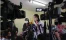  ?? Photograph: Sebastian Castaneda/Reuters ?? Peru’s presidenti­al candidate Keiko Fujimori speaks at a meeting in Lima.