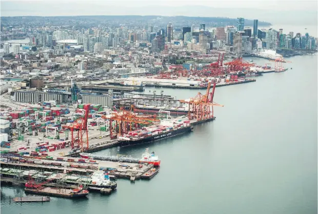  ?? JASON PAYNE / POSTMEDIA NEWS FILES ?? The Port of Vancouver posted record volume last year, with 142.1 million tonnes of cargo worth around $200 billion traded through it.