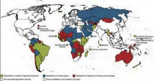  ??  ?? Distributi­on of commodity-dependent and non-commodity-dependent countries within each commodity group (2013–2017). Source: UNCTAD.