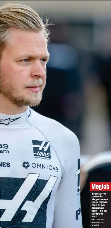  ?? FOTO: JEROME MIRON/ RITZAU SCANPIX ?? Møgløb
Bremserne på Kevin Magnussens racer fejlede med et par omgange igen – og så var løbet kørt.