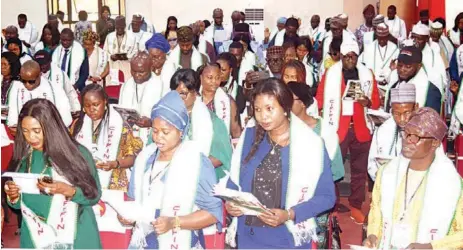  ?? ?? Cross section of inductees of the Chartered Institute of Forensics and Certified Fraud Investigat­ors ( CIFCFIN) during the Institute’s fifth direct membership graduation ceremony at Economic and Financial Crimes Commission ( EFCC) Academy, Abuja… at the weekend.