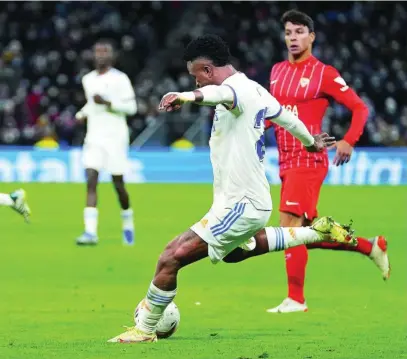  ?? AP ?? Vinicius también mete ahora goles desde fuera del área